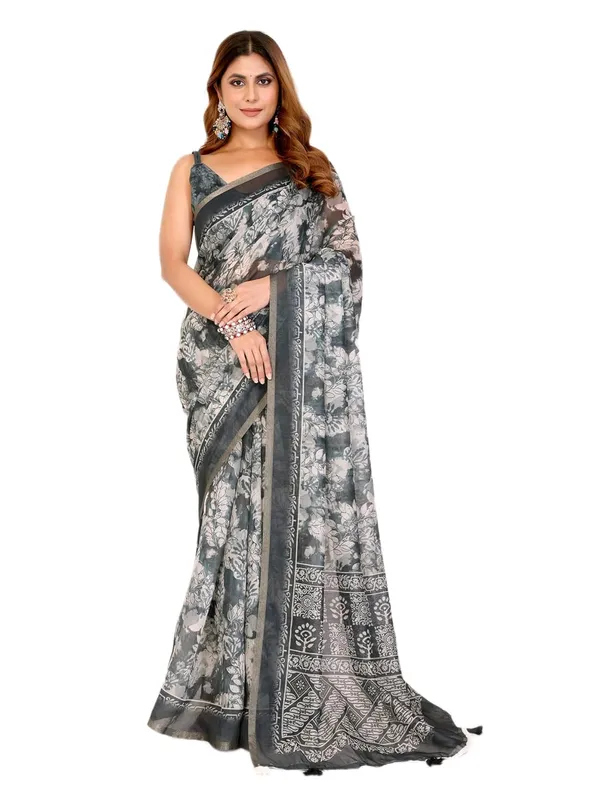 Women's_Elegant_Chanderi_Saree_with_Digital_Prints_|_Floral,_Leaf,_Geometric_&_Ethnic_Designs_|_Traditional,_Festive_&_Wedding_|_5.5m_Saree_+_0.8m_Blouse_(White_with_Grey-Black)