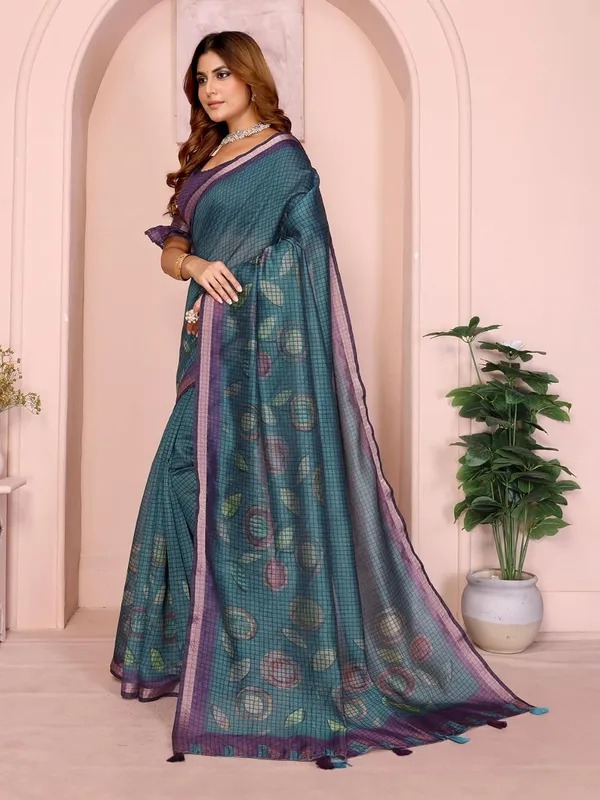 Women's_Chanderi_Silk_Saree_with_Digital_Printed_for_Women_|_For_Traditional,_Festive_&_Wedding_|_5.5m_Saree_+_0.8m_Blouse_(Teal_Blue_&_Purple)