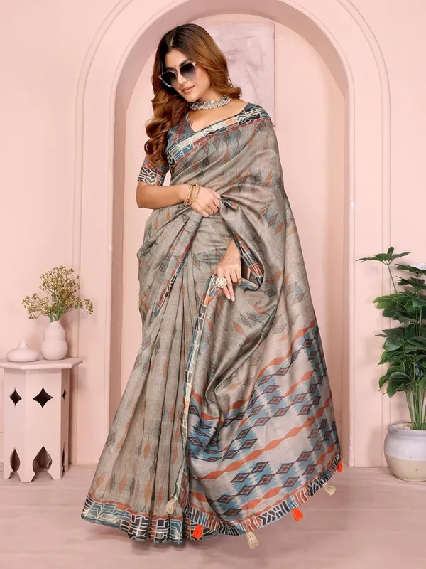 Women's_Chanderi_Silk_Saree_with_Digital_Printed_for_Women_|_For_Traditional,_Festive_&_Wedding_|_5.5m_Saree_+_0.8m_Blouse_(Grey_&_Rust_Pattern)