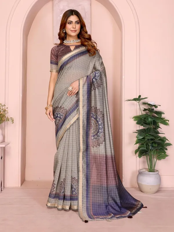 Women's_Chanderi_Silk_Saree_with_Digital_Printed_for_Women_|_For_Traditional,_Festive_&_Wedding_|_5.5m_Saree_+_0.8m_Blouse_(Grey_Checked)