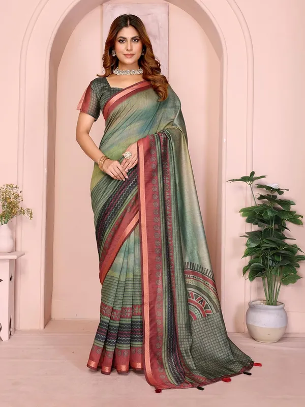 Women's_Chanderi_Silk_Saree_with_Digital_Printed_for_Women_|_For_Traditional,_Festive_&_Wedding_|_5.5m_Saree_+_0.8m_Blouse_(Green_&_Maroon)