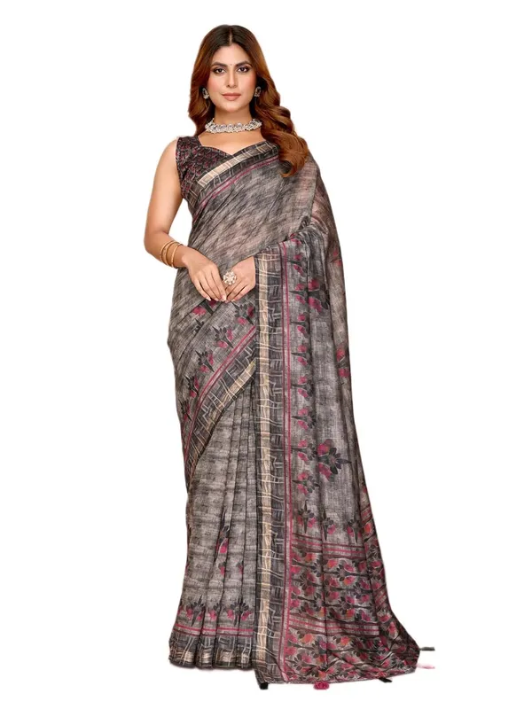 Women's_Chanderi_Silk_Saree_with_Digital_Printed_for_Women_|_For_Traditional,_Festive_&_Wedding_|_5.5m_Saree_+_0.8m_Blouse_(Grey_&_Black_Floral)