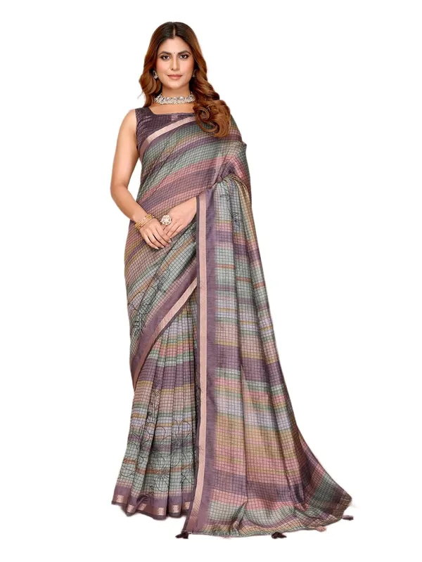 Women's_Chanderi_Silk_Saree_with_Digital_Printed_for_Women_|_For_Traditional,_Festive_&_Wedding_|_5.5m_Saree_+_0.8m_Blouse_(Pastel_Multicolor_Checked)