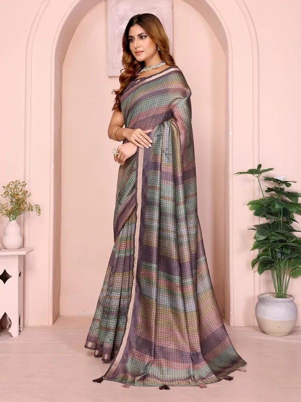 Women's_Chanderi_Silk_Saree_with_Digital_Printed_for_Women_|_For_Traditional,_Festive_&_Wedding_|_5.5m_Saree_+_0.8m_Blouse_(Pastel_Multicolor_Checked)