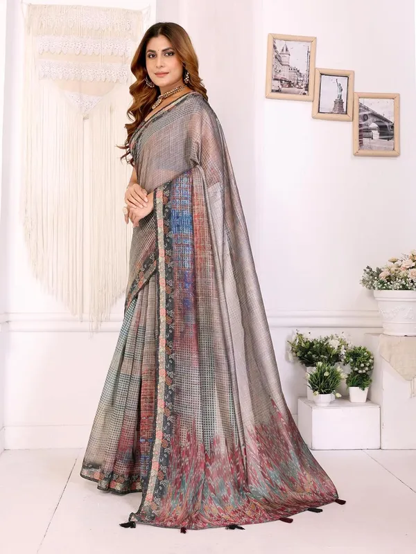 Women's_Chanderi_Silk_Saree_with_Digital_Printed_for_Women_|_For_Traditional,_Festive_&_Wedding_|_5.5m_Saree_+_0.8m_Blouse_(Rustic_Multicolor_Checks)