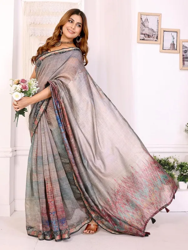 Women's_Chanderi_Silk_Saree_with_Digital_Printed_for_Women_|_For_Traditional,_Festive_&_Wedding_|_5.5m_Saree_+_0.8m_Blouse_(Rustic_Multicolor_Checks)
