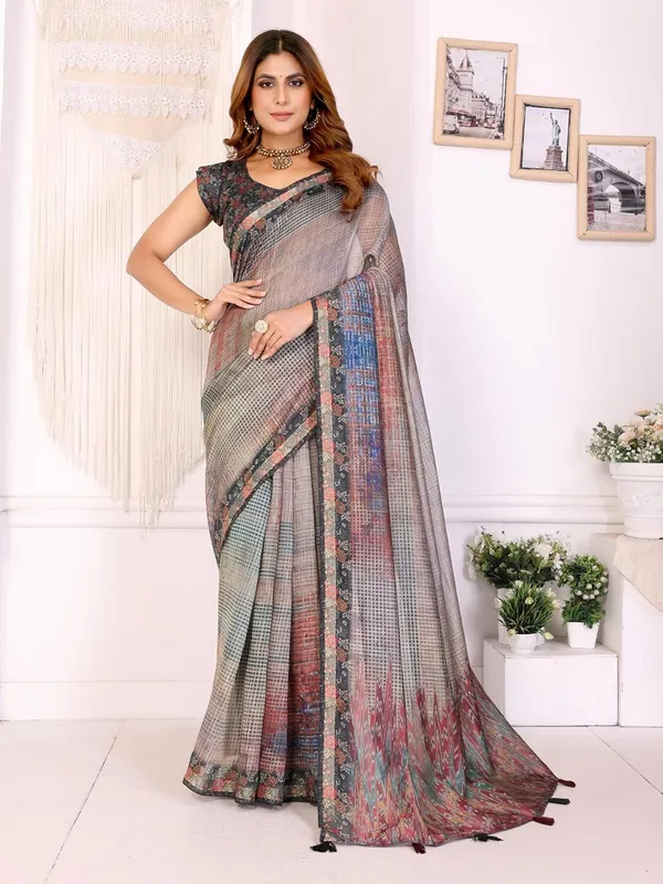 Women's_Chanderi_Silk_Saree_with_Digital_Printed_for_Women_|_For_Traditional,_Festive_&_Wedding_|_5.5m_Saree_+_0.8m_Blouse_(Rustic_Multicolor_Checks)