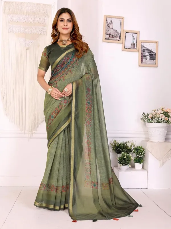 Women's_Chanderi_Silk_Saree_with_Digital_Printed_for_Women_|_For_Traditional,_Festive_&_Wedding_|_5.5m_Saree_+_0.8m_Blouse_(Olive_Green_Traditional_Border)