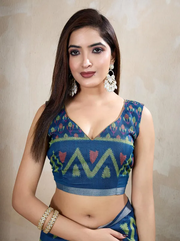 Women's_Chanderi_Silk_Saree_with_Digital_Printed_for_Women_|_For_Traditional,_Festive_&_Wedding_|_5.5m_Saree_+_0.8m_Blouse_(Brown_&_Blue_Ikat)
