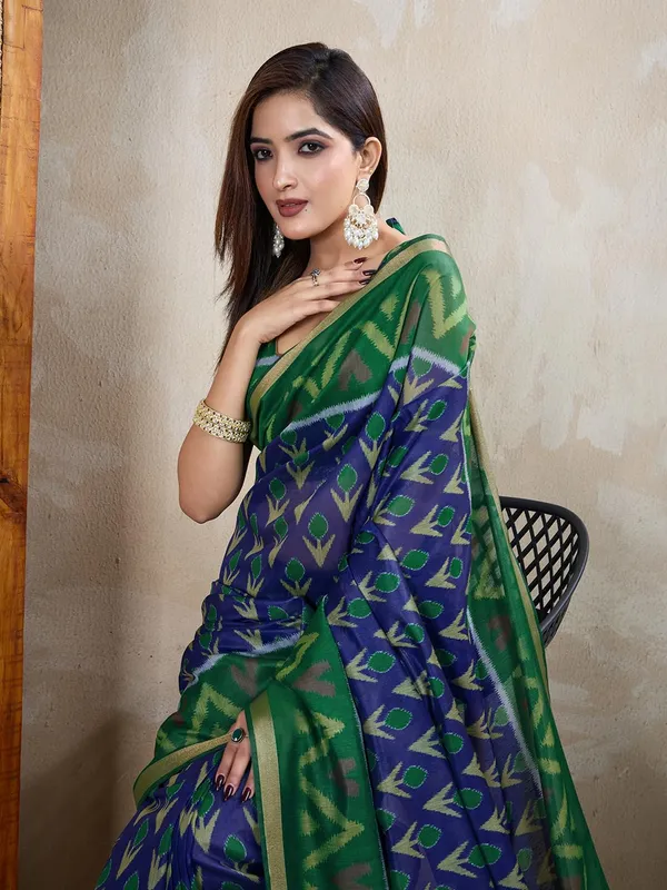 Women's_Chanderi_Silk_Saree_with_Digital_Printed_for_Women_|_For_Traditional,_Festive_&_Wedding_|_5.5m_Saree_+_0.8m_Blouse_(Green_&_Blue_Ikat)