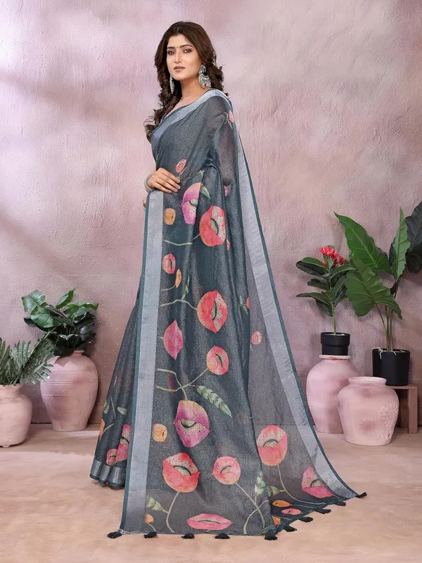 Women's_Linen_Shimmer_Floral_Saree_for_Women_|_Lightweight_Printed_Linen-Shimmer_Sarees_|_For_Traditional,_Festive_&_Wedding_|_5.5m_Saree_+_0.8m_Blouse_(Grey_Floral)
