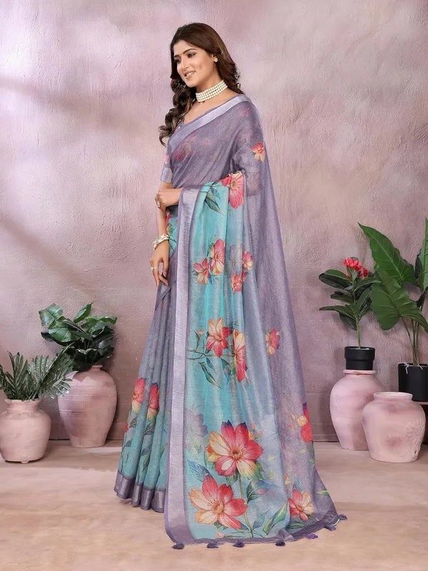 Women's_Linen_Shimmer_Floral_Saree_for_Women_|_Lightweight_Printed_Linen-Shimmer_Sarees_|_For_Traditional,_Festive_&_Wedding_|_5.5m_Saree_+_0.8m_Blouse_(Aqua_Blue_Floral)