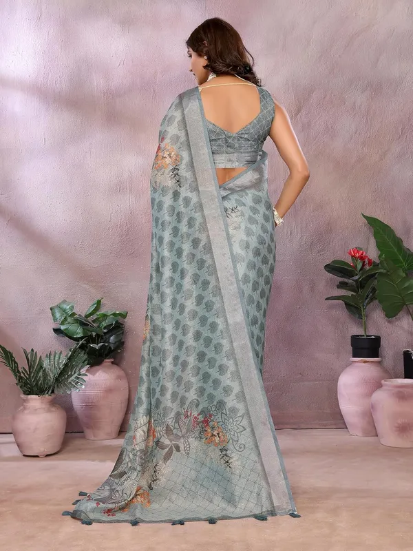 Women's_Linen_Shimmer_Floral_Saree_for_Women_|_Lightweight_Printed_Linen-Shimmer_Sarees_|_For_Traditional,_Festive_&_Wedding_|_5.5m_Saree_+_0.8m_Blouse_(Greyish_Blue_Woven_Floral)