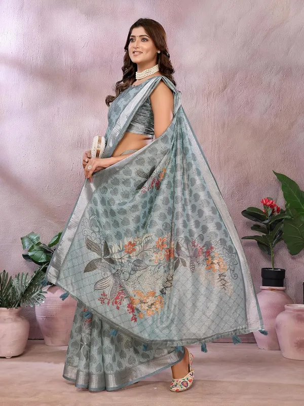 Women's_Linen_Shimmer_Floral_Saree_for_Women_|_Lightweight_Printed_Linen-Shimmer_Sarees_|_For_Traditional,_Festive_&_Wedding_|_5.5m_Saree_+_0.8m_Blouse_(Greyish_Blue_Woven_Floral)