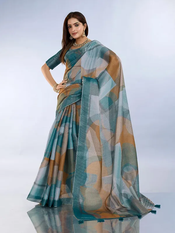 Women's_Erode_Anmol_Silk_Printed_Saree_for_Women_|_Elegant_Floral,_Abstract_&_Geometric_Designs_|_For_Wedding,_Festive_|_5.5m_Saree_+_0.8m_Blouse_Piece_(Teal_&_Beige_&_White)