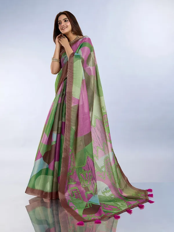Women's_Erode_Anmol_Silk_Printed_Saree_for_Women_|_Elegant_Floral,_Abstract_&_Geometric_Designs_|_For_Wedding,_Festive_|_5.5m_Saree_+_0.8m_Blouse_Piece_(Olive_Green_&_Pink)