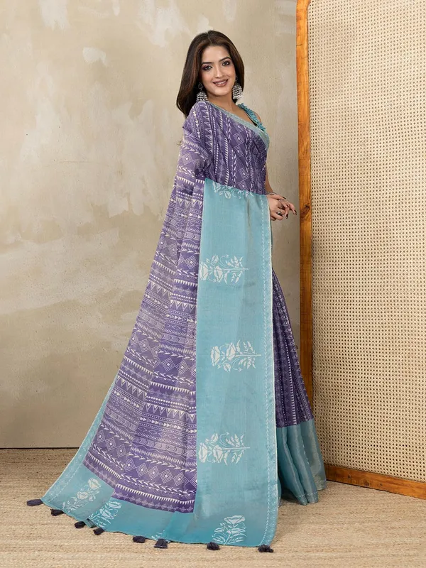 Women's_Erode_Anmol_Silk_Printed_Saree_for_Women_|_Elegant_Floral,_Abstract_&_Geometric_Designs_|_For_Wedding,_Festive_|_5.5m_Saree_+_0.8m_Blouse_Piece_(Aqua_Blue_&_Deep_Purple)