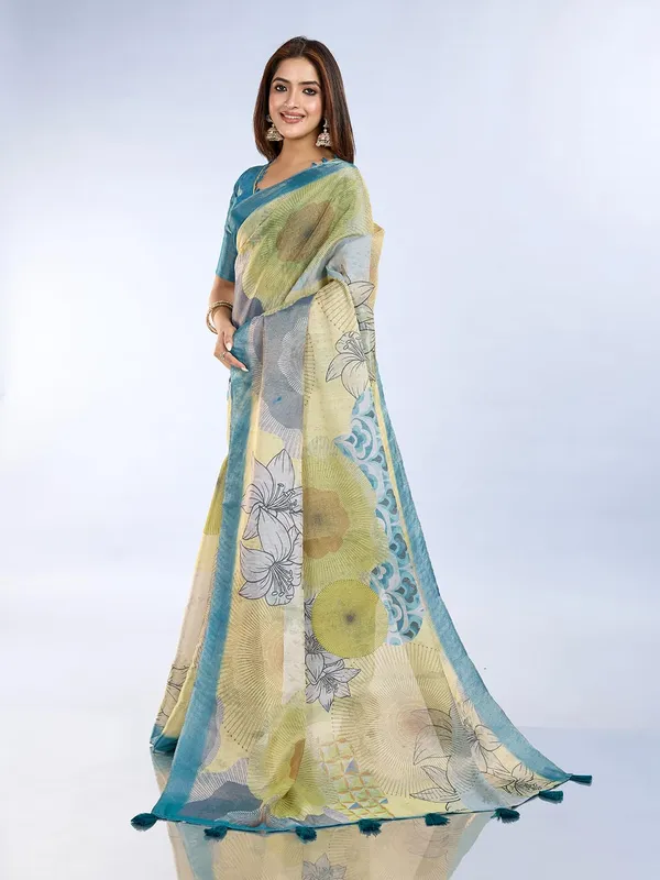 Women's_Erode_Anmol_Silk_Printed_Saree_for_Women_|_Elegant_Floral,_Abstract_&_Geometric_Designs_|_For_Wedding,_Festive_|_5.5m_Saree_+_0.8m_Blouse_Piece_(Teal_Cream_&_Yellow)
