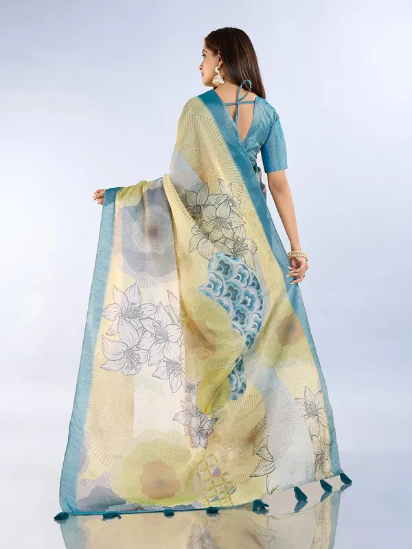 Women's_Erode_Anmol_Silk_Printed_Saree_for_Women_|_Elegant_Floral,_Abstract_&_Geometric_Designs_|_For_Wedding,_Festive_|_5.5m_Saree_+_0.8m_Blouse_Piece_(Teal_Cream_&_Yellow)