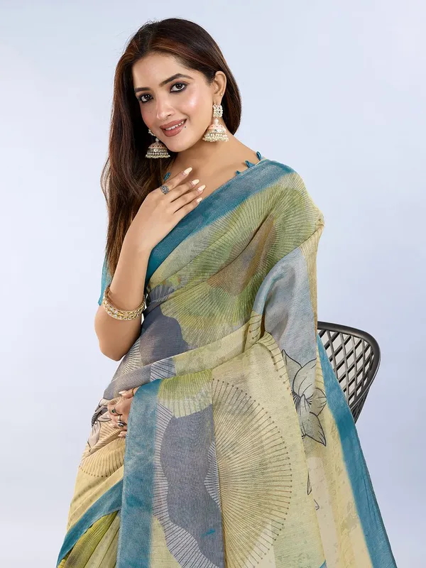 Women's_Erode_Anmol_Silk_Printed_Saree_for_Women_|_Elegant_Floral,_Abstract_&_Geometric_Designs_|_For_Wedding,_Festive_|_5.5m_Saree_+_0.8m_Blouse_Piece_(Teal_Cream_&_Yellow)