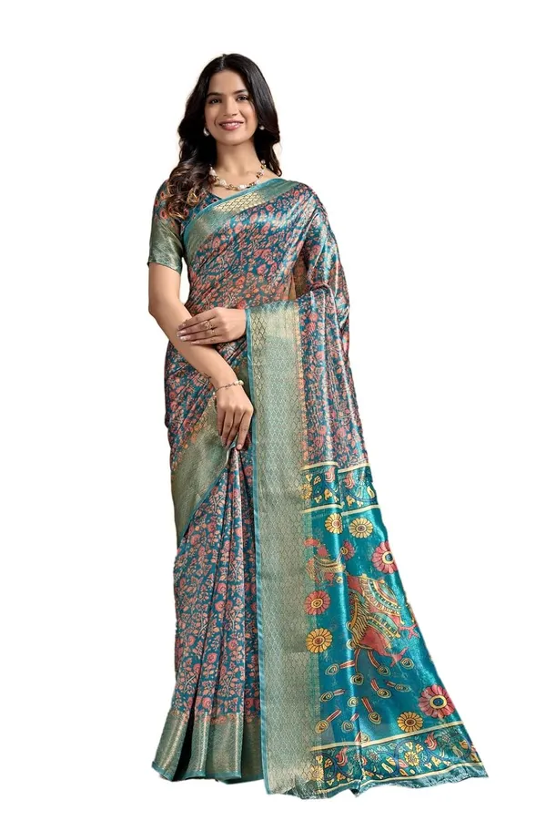 Women's_Elegant_Soft_Silk_Blend_Saree_with_Zari_Border_&_Designer_Printed_Pallu_for_Women_|_For_Traditional,_Festive_&_Wedding_|_5.5m_Saree_+_0.8m_Blouse_(Teal_Blue)