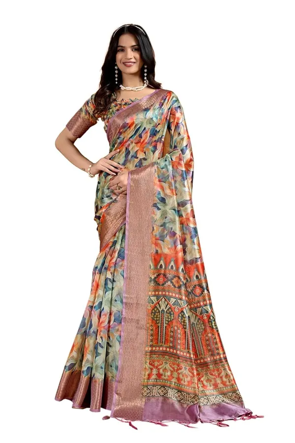 Women's_Elegant_Soft_Silk_Blend_Saree_with_Zari_Border_&_Designer_Printed_Pallu_for_Women_|_For_Traditional,_Festive_&_Wedding_|_5.5m_Saree_+_0.8m_Blouse_(Multicolor_&_Lavender)