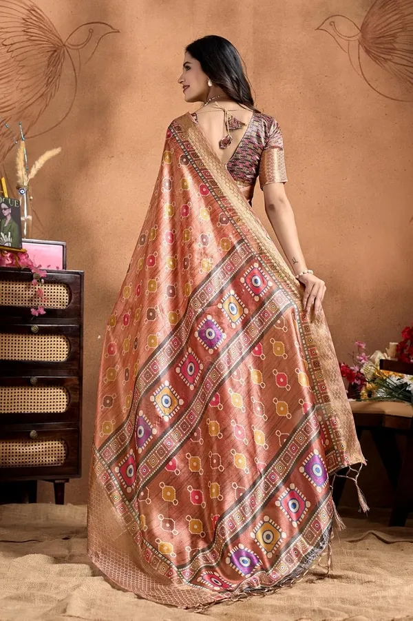 Women's_Elegant_Soft_Silk_Blend_Saree_with_Zari_Border_&_Designer_Printed_Pallu_for_Women_|_For_Traditional,_Festive_&_Wedding_|_5.5m_Saree_+_0.8m_Blouse_(Copper-Rose_&_Multicolor)
