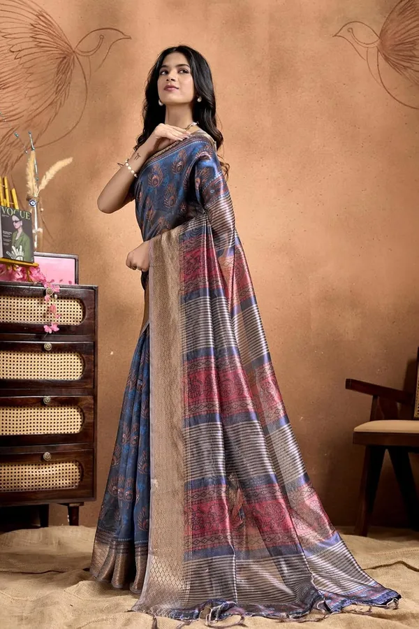 Women's_Elegant_Soft_Silk_Blend_Saree_with_Zari_Border_&_Designer_Printed_Pallu_for_Women_|_For_Traditional,_Festive_&_Wedding_|_5.5m_Saree_+_0.8m_Blouse_(Deep_Blue_&_Antique)
