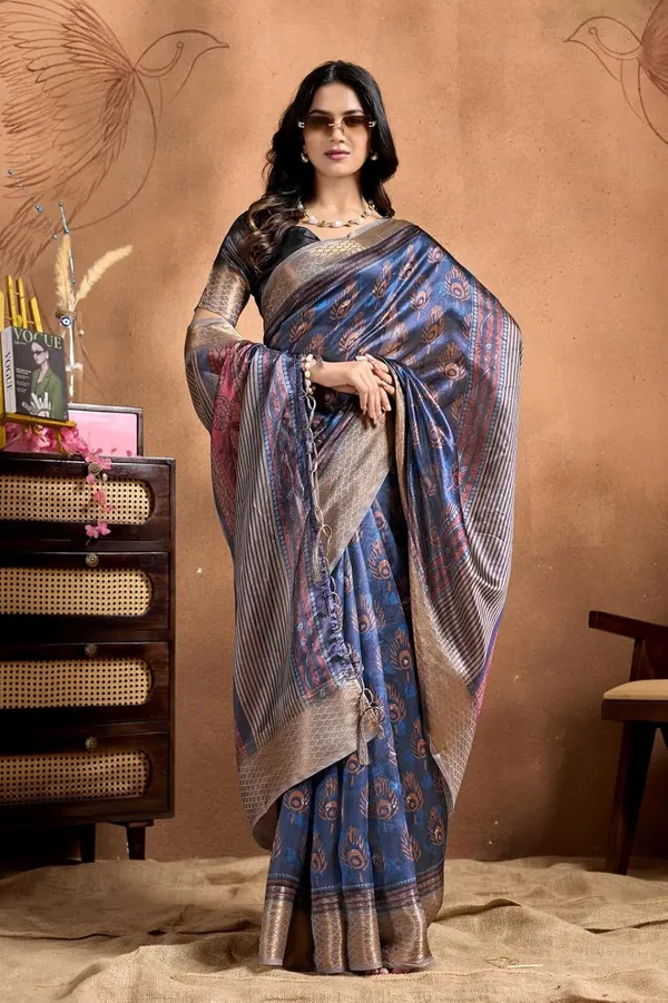 Women's_Elegant_Soft_Silk_Blend_Saree_with_Zari_Border_&_Designer_Printed_Pallu_for_Women_|_For_Traditional,_Festive_&_Wedding_|_5.5m_Saree_+_0.8m_Blouse_(Deep_Blue_&_Antique)