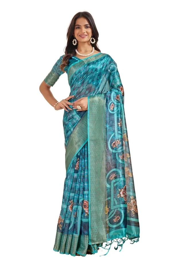 Women's_Elegant_Soft_Silk_Blend_Saree_with_Zari_Border_&_Designer_Printed_Pallu_for_Women_|_For_Traditional,_Festive_&_Wedding_|_5.5m_Saree_+_0.8m_Blouse_(Teal_Blue_&_Multicolor)