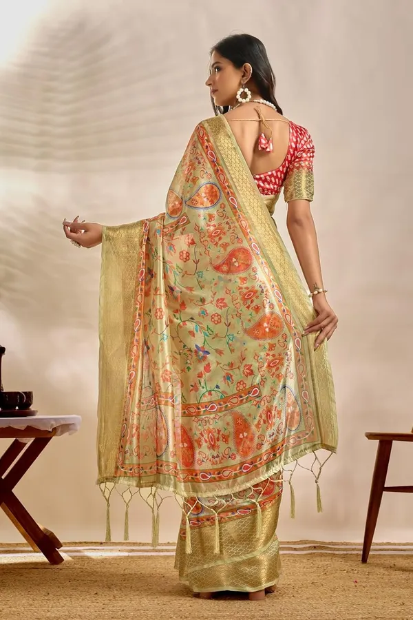 Women's_Elegant_Soft_Silk_Blend_Saree_with_Zari_Border_&_Designer_Printed_Pallu_for_Women_|_For_Traditional,_Festive_&_Wedding_|_5.5m_Saree_+_0.8m_Blouse_(Light_Olive_Green_&_Red-Orange)