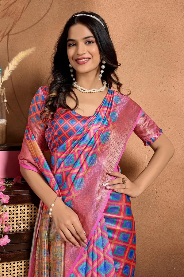 Women's_Elegant_Soft_Silk_Blend_Saree_with_Zari_Border_&_Designer_Printed_Pallu_for_Women_|_For_Traditional,_Festive_&_Wedding_|_5.5m_Saree_+_0.8m_Blouse_(Pink_&_Blue)