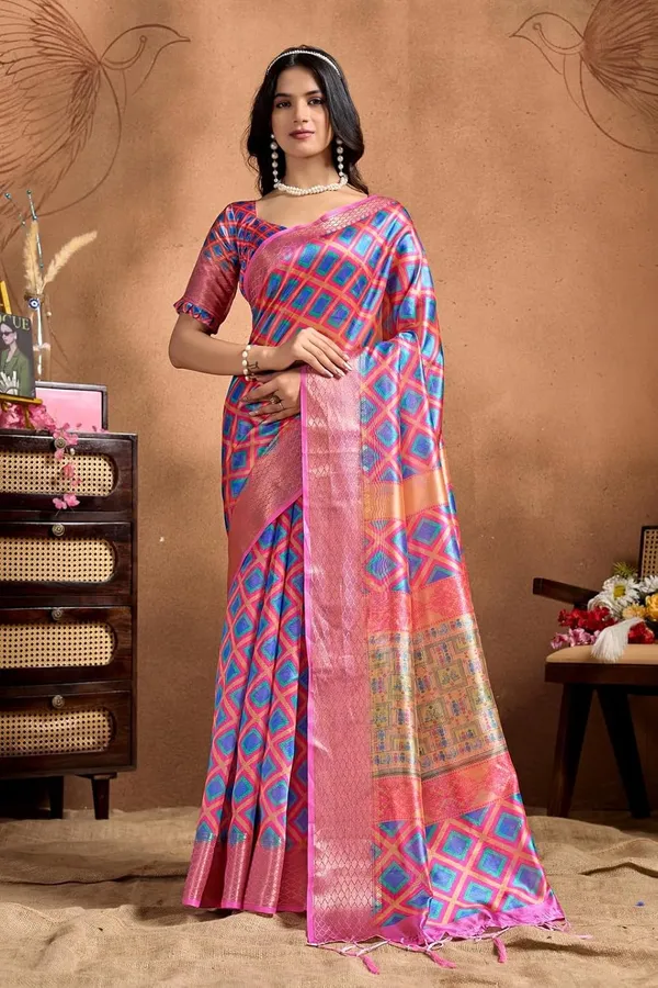 Women's_Elegant_Soft_Silk_Blend_Saree_with_Zari_Border_&_Designer_Printed_Pallu_for_Women_|_For_Traditional,_Festive_&_Wedding_|_5.5m_Saree_+_0.8m_Blouse_(Pink_&_Blue)