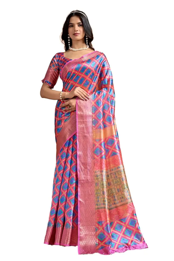 Women's_Elegant_Soft_Silk_Blend_Saree_with_Zari_Border_&_Designer_Printed_Pallu_for_Women_|_For_Traditional,_Festive_&_Wedding_|_5.5m_Saree_+_0.8m_Blouse_(Pink_&_Blue)