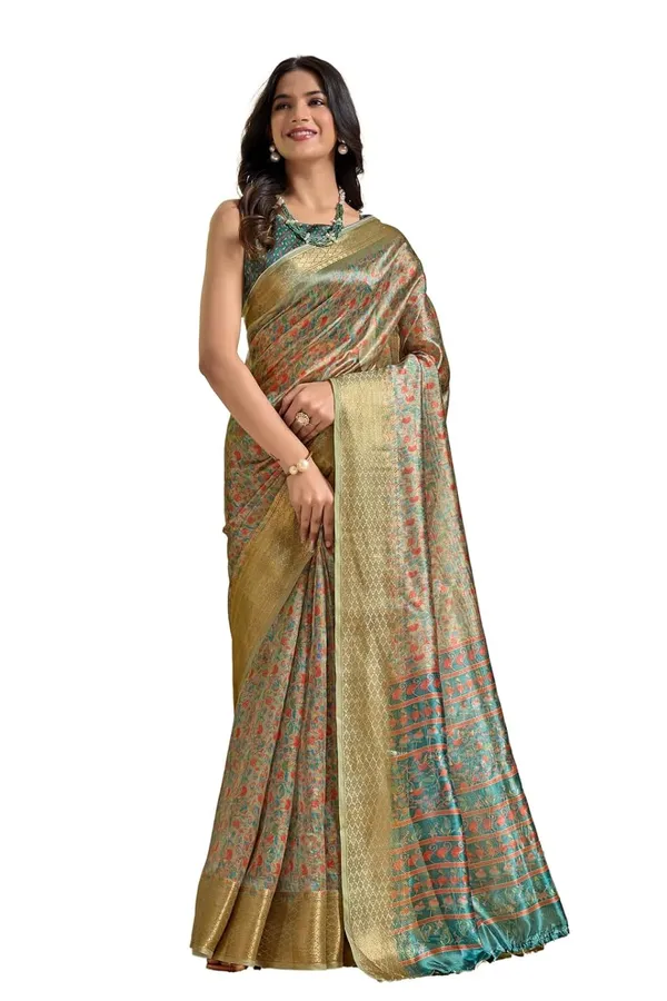 Women's_Elegant_Soft_Silk_Blend_Saree_with_Zari_Border_&_Designer_Printed_Pallu_for_Women_|_For_Traditional,_Festive_&_Wedding_|_5.5m_Saree_+_0.8m_Blouse_(Olive_Green_&_Teal)