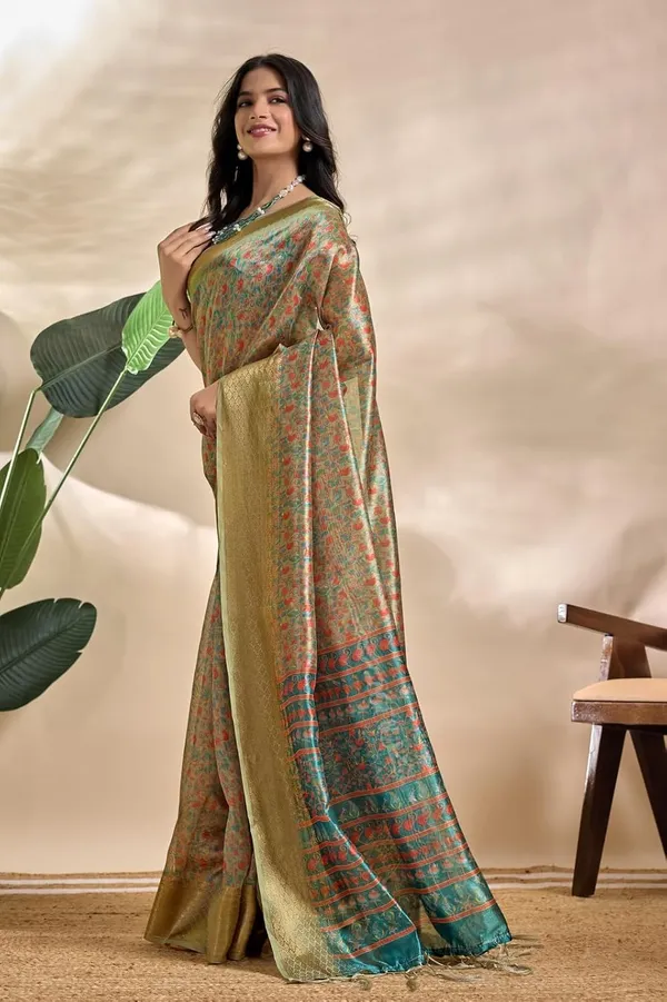 Women's_Elegant_Soft_Silk_Blend_Saree_with_Zari_Border_&_Designer_Printed_Pallu_for_Women_|_For_Traditional,_Festive_&_Wedding_|_5.5m_Saree_+_0.8m_Blouse_(Olive_Green_&_Teal)