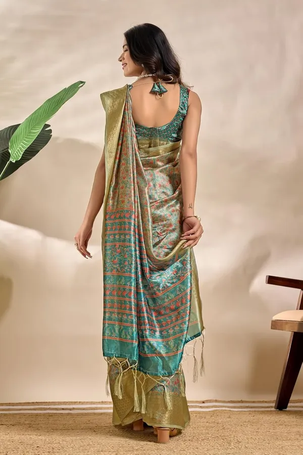 Women's_Elegant_Soft_Silk_Blend_Saree_with_Zari_Border_&_Designer_Printed_Pallu_for_Women_|_For_Traditional,_Festive_&_Wedding_|_5.5m_Saree_+_0.8m_Blouse_(Olive_Green_&_Teal)