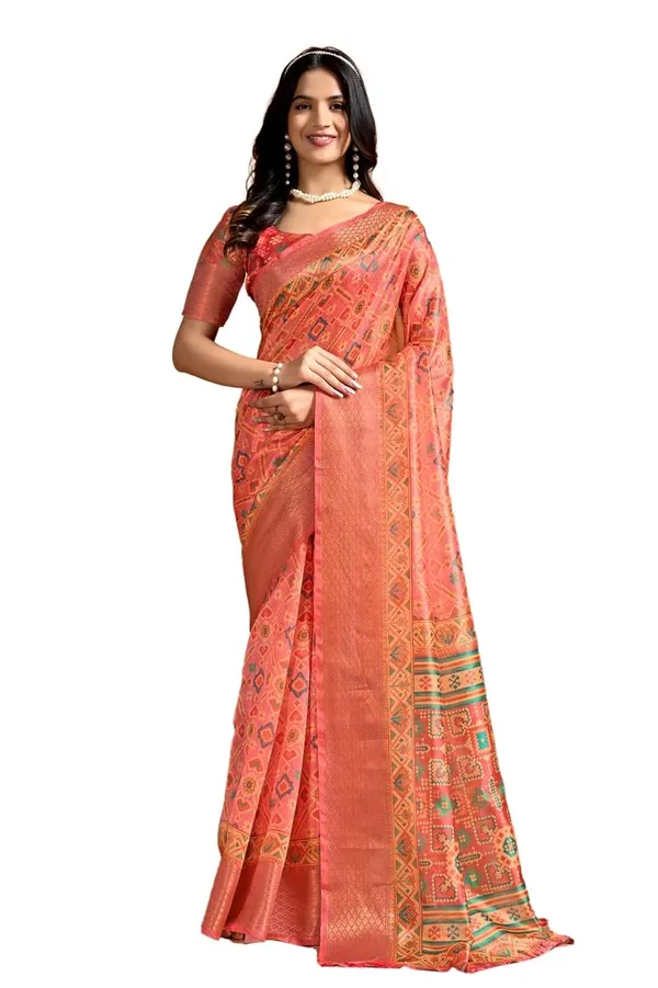 Women's_Elegant_Soft_Silk_Blend_Saree_with_Zari_Border_&_Designer_Printed_Pallu_for_Women_|_For_Traditional,_Festive_&_Wedding_|_5.5m_Saree_+_0.8m_Blouse_(Peach_&_Multicolor)