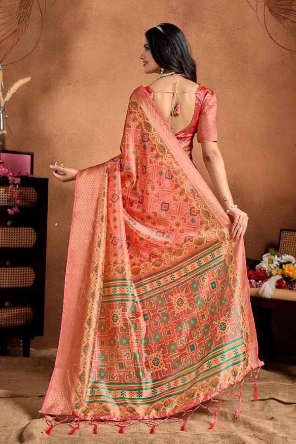 Women's_Elegant_Soft_Silk_Blend_Saree_with_Zari_Border_&_Designer_Printed_Pallu_for_Women_|_For_Traditional,_Festive_&_Wedding_|_5.5m_Saree_+_0.8m_Blouse_(Peach_&_Multicolor)