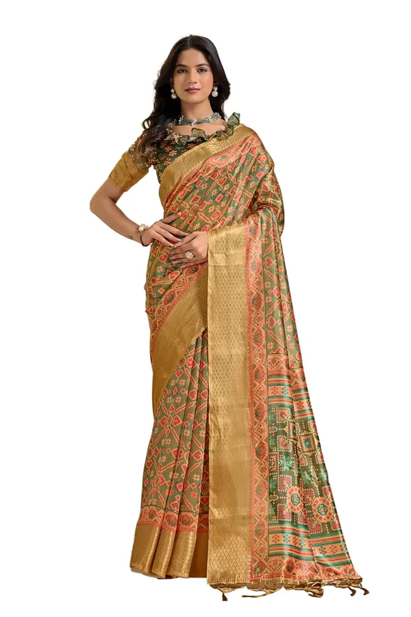 Women's_Elegant_Soft_Silk_Blend_Saree_with_Zari_Border_&_Designer_Printed_Pallu_for_Women_|_For_Traditional,_Festive_&_Wedding_|_5.5m_Saree_+_0.8m_Blouse_(Olive_Green)