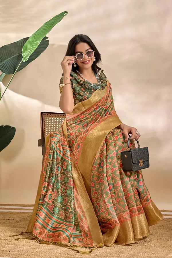 Women's_Elegant_Soft_Silk_Blend_Saree_with_Zari_Border_&_Designer_Printed_Pallu_for_Women_|_For_Traditional,_Festive_&_Wedding_|_5.5m_Saree_+_0.8m_Blouse_(Olive_Green)