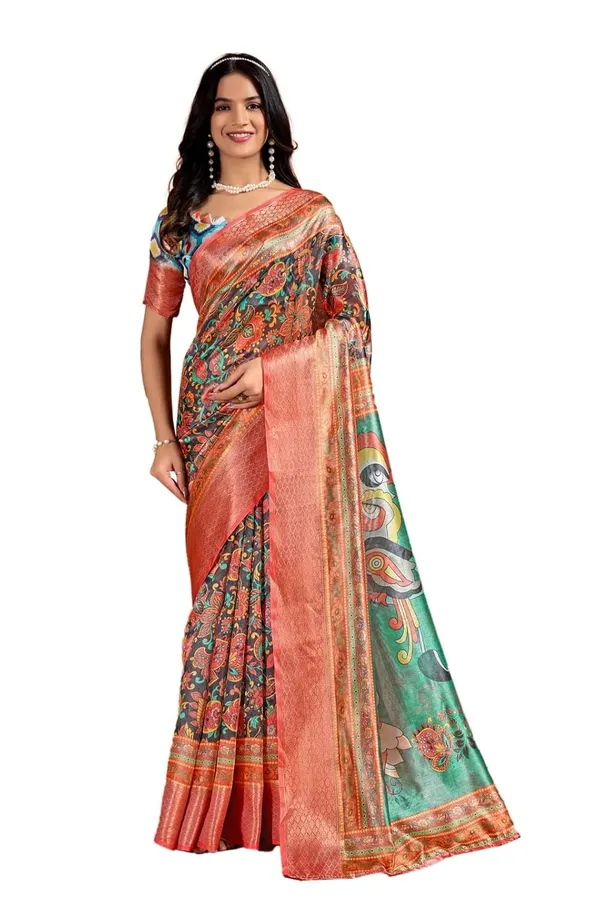 Women's_Elegant_Soft_Silk_Blend_Saree_with_Zari_Border_&_Designer_Printed_Pallu_for_Women_|_For_Traditional,_Festive_&_Wedding_|_5.5m_Saree_+_0.8m_Blouse_(Parrot_&_Multicolor)