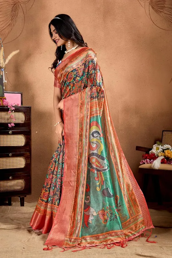Women's_Elegant_Soft_Silk_Blend_Saree_with_Zari_Border_&_Designer_Printed_Pallu_for_Women_|_For_Traditional,_Festive_&_Wedding_|_5.5m_Saree_+_0.8m_Blouse_(Parrot_&_Multicolor)