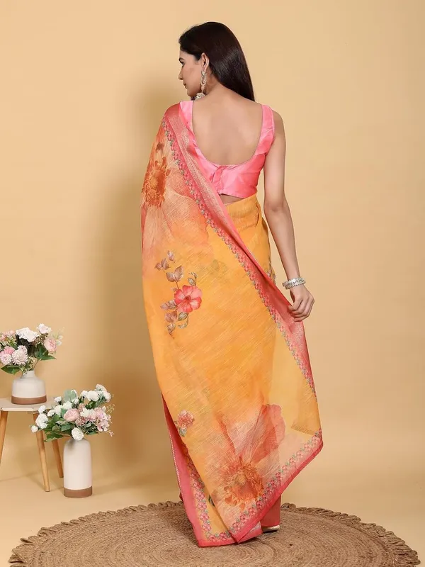 Women's_Linen_Cotton_Jacquard_Patta_Saree_with_Elegant_Weaving_Design_|_For_Traditional,_Festive_&_Wedding_|_Soft,_Breathable_&_Stylish_|_5.5m_Saree_+_0.8m_Blouse_Piece_(Yellow_&_Pink)
