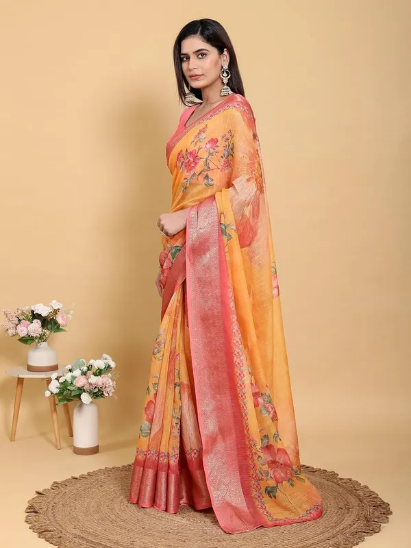 Women's_Linen_Cotton_Jacquard_Patta_Saree_with_Elegant_Weaving_Design_|_For_Traditional,_Festive_&_Wedding_|_Soft,_Breathable_&_Stylish_|_5.5m_Saree_+_0.8m_Blouse_Piece_(Yellow_&_Pink)