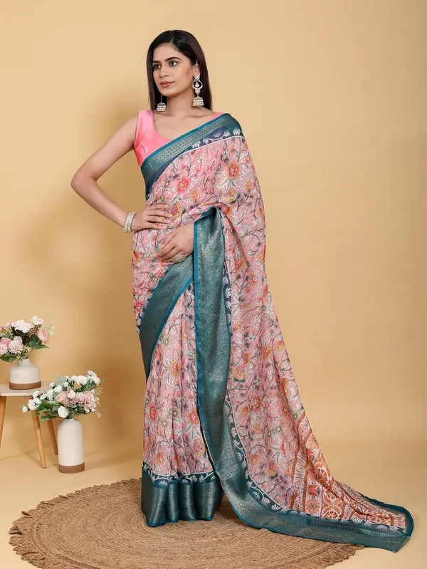 Women's_Linen_Cotton_Jacquard_Patta_Saree_with_Elegant_Weaving_Design_|_For_Traditional,_Festive_&_Wedding_|_Soft,_Breathable_&_Stylish_|_5.5m_Saree_+_0.8m_Blouse_Piece_(Pink_&_Teal)