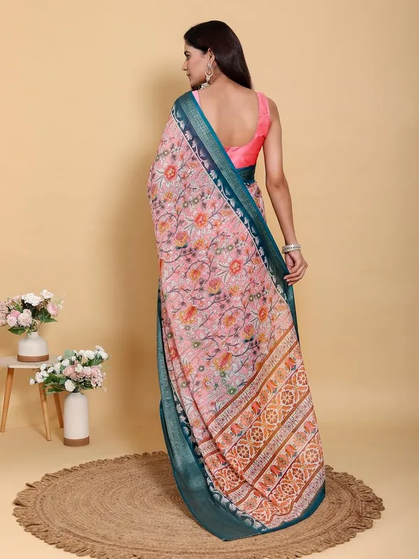 Women's_Linen_Cotton_Jacquard_Patta_Saree_with_Elegant_Weaving_Design_|_For_Traditional,_Festive_&_Wedding_|_Soft,_Breathable_&_Stylish_|_5.5m_Saree_+_0.8m_Blouse_Piece_(Pink_&_Teal)