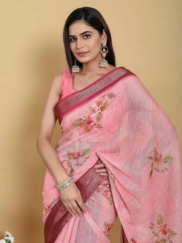Women's_Linen_Cotton_Jacquard_Patta_Saree_with_Elegant_Weaving_Design_|_For_Traditional,_Festive_&_Wedding_|_Soft,_Breathable_&_Stylish_|_5.5m_Saree_+_0.8m_Blouse_Piece_(Rose_&_Magenta)