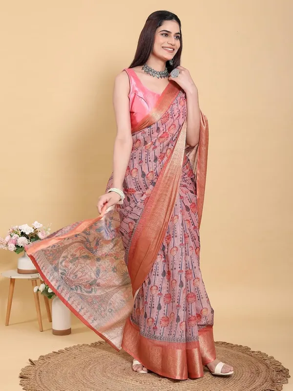 Women's_Linen_Cotton_Jacquard_Patta_Saree_with_Elegant_Weaving_Design_|_For_Traditional,_Festive_&_Wedding_|_Soft,_Breathable_&_Stylish_|_5.5m_Saree_+_0.8m_Blouse_Piece_(Mauve_&_Orange)