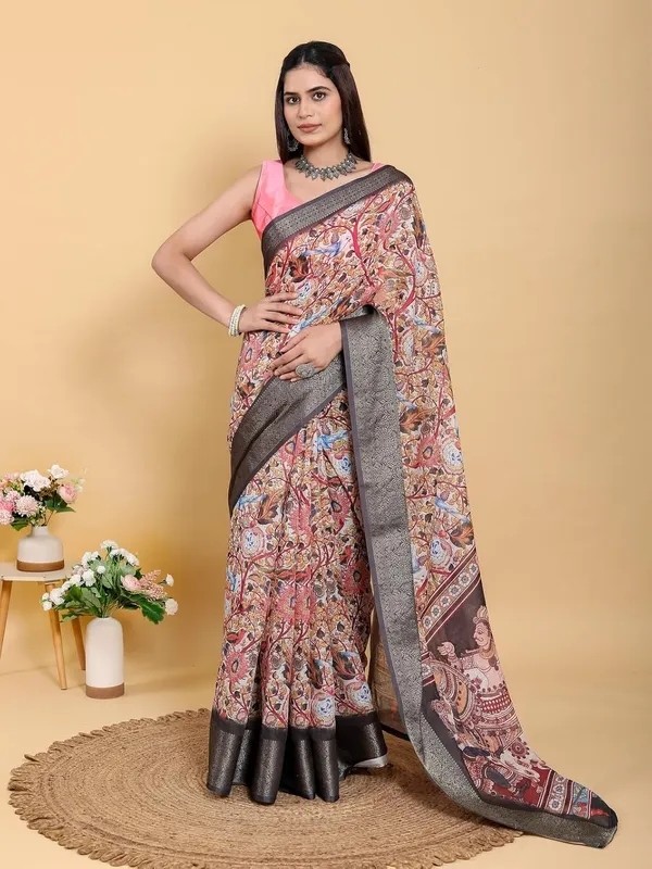 Women's_Linen_Cotton_Jacquard_Patta_Saree_with_Elegant_Weaving_Design_|_For_Traditional,_Festive_&_Wedding_|_Soft,_Breathable_&_Stylish_|_5.5m_Saree_+_0.8m_Blouse_Piece_(Blush_&_Grey)